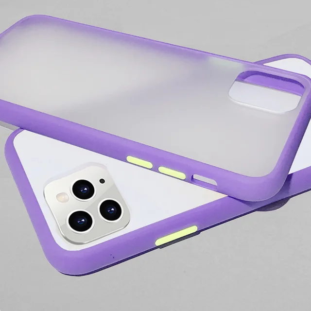 Mint Simple Matte Bumper Phone Case for iphone 11 Pro XR X XS Max 12 13 6 8 7 Plus Shockproof Soft TPU Silicone Clear Case Cover Purple
