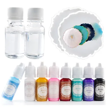 

DIY Coaster Silicone Mold Kit With Glue Pigment For DIY Make Your Own Coaster Resin Art Supplies Home Decor Crystal Coaster
