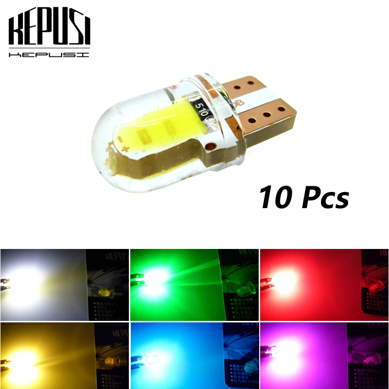 

10x Car T10 Led White W5W 194 LED 168 COB Silica Auto Super Bright Turn Side License Plate Lights Lamps Bulbs DC 12V