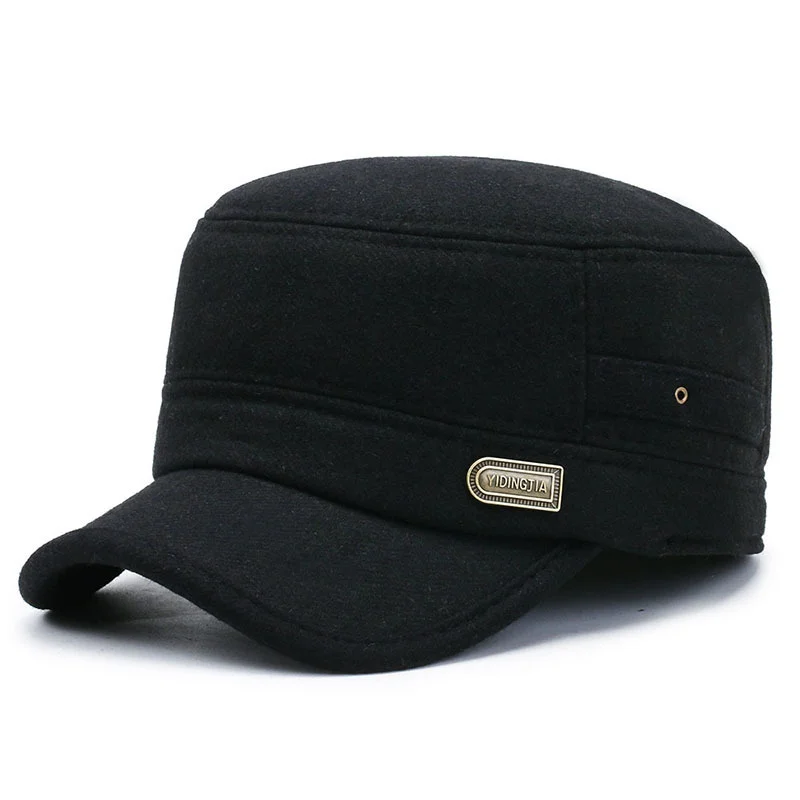 

Adjustable Solid Brim Flat Top Classical Baseball Cap Cadet Army Cap Basic Everyday Military Style Hat Shading