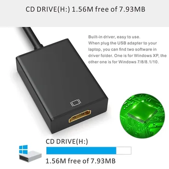 

External Video Card Multi Monitor Adapter Video Audio External Adapter for Windows 7/8/10 USB3.0 to 1080P HDMI Converter