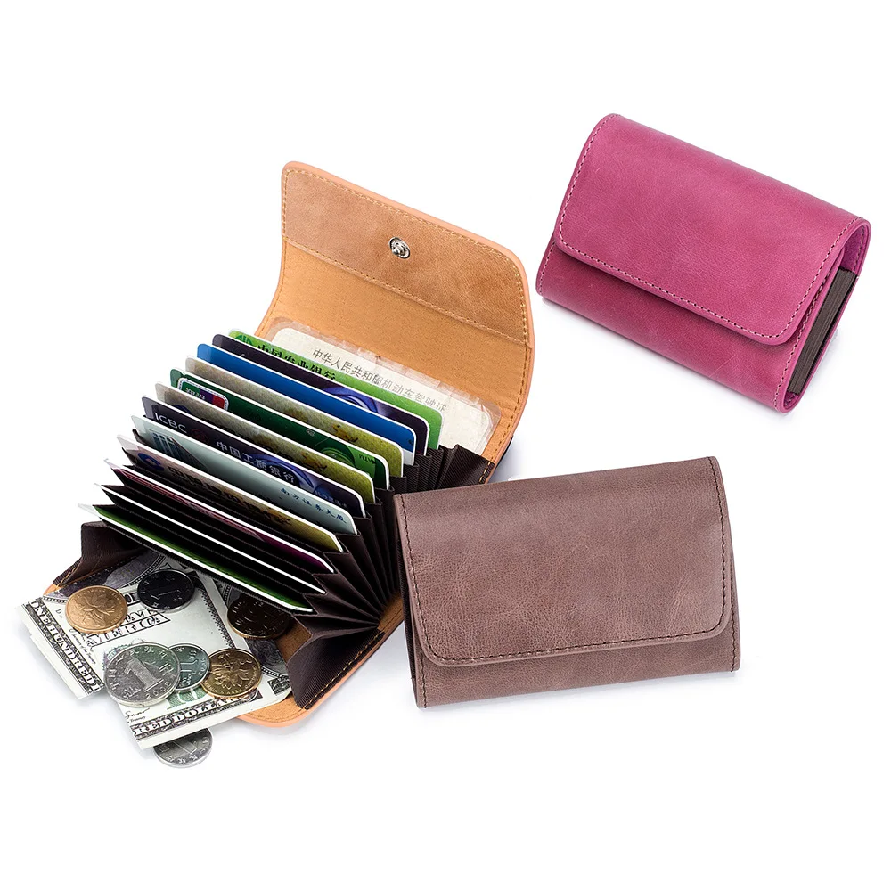 

New Simple Unisex Organ Business Card Holder Genuine Leather Bank Card Case Fashion Hasp Top Layer Cowhide Wallet Coin Purse
