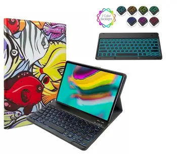 

Fabric with 7 Backlit Light Keyboard Cartoon Cover for Samsung Galaxy Tab A 10.1 2019 T510 T515 Tablet Bluetooth Keyboard Case