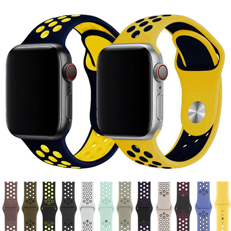 Силиконовый ремешок для apple watch 42 мм 38 мм correa iwatch 5 4 3 44 мм 40 мм спортивный браслет pulseira apple watch 5 4 аксессуары