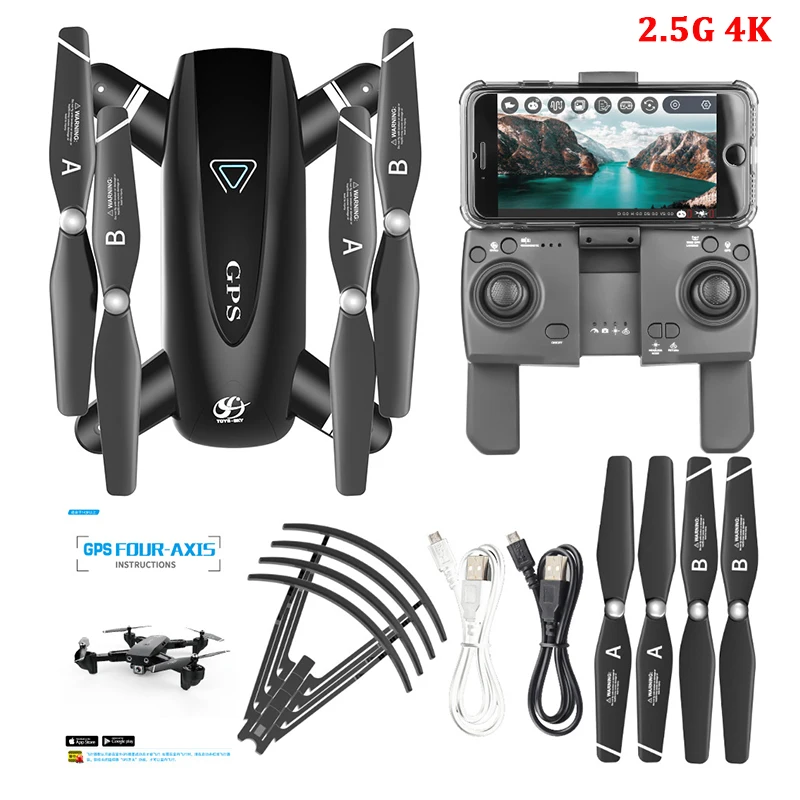 S167 GPS Drone With Camera 5G RC Quadcopter Drone 4K WIFI FPV Foldable Off-Point Flying Gesture Photos Video Helicopter Toy - Цвет: 2.4G-4K