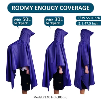 Hooded rain poncho waterproof raincoat jacket for men women adults