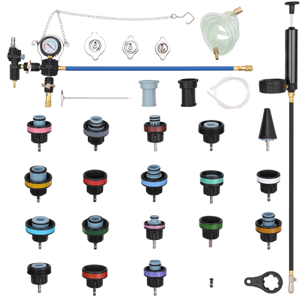 

28pcs Car Special Tool Water Tank Leak Detector Universal Radiator Pressure Tester Vacuum Type Cooling System Detector Kits