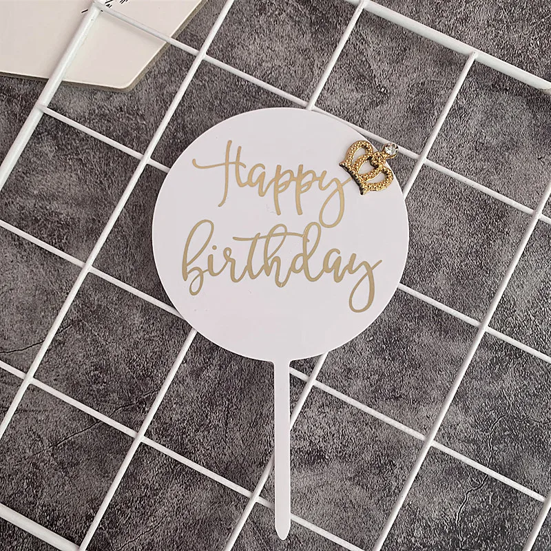 Золотой серебряный черный акриловый ручной писательский Топпер для торта «С Днем Рождения» вечерние принадлежности для десерта кекс день рождения украшения