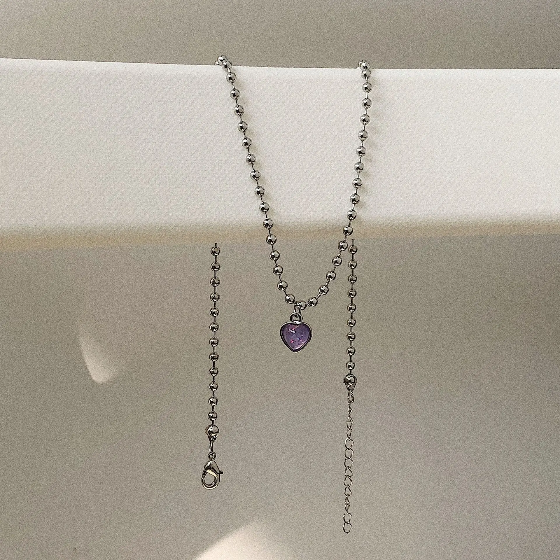 Chain Necklace Halloween Jewelry Fairy-Aesthetic Love-Heart-Pendant-Bead Goth Egirl Friends