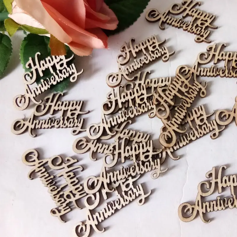 15 Pieces Ensemble En Bois Joyeux Anniversaire Mariage Memorial