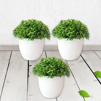 

3 Pcs/Set Artificial Potted Plant Bonsai Plastic Flowerpot Ornaments Simulation Flower Grass Party Decor Home Desk Decoration