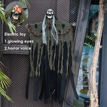 

Halloween Hanging Skull Ghost Chain Monster Haunted House Decoration Horror Sound Glowing Eyes Tricky Props Demon Prank Props