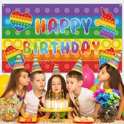 Fidget Toy Party Backdrop Banner Happy Birthday Pattern Background Photo Props Colorful Wall Decoration Gift for Children