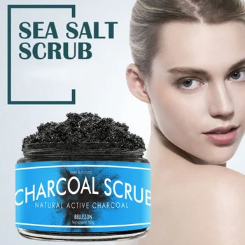 

Facial Scrub Bamboo Charcoal Body Scrub Detoxification Natural Activated Carbon Exfoliating Shea Butter Deep Cleaning 150g