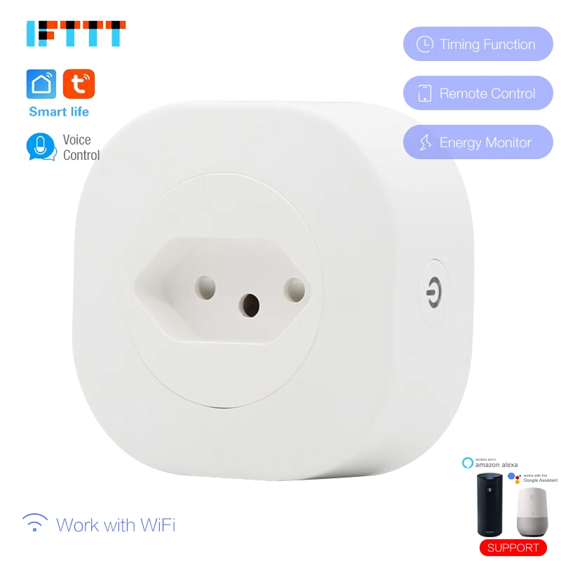 16А Бразилия wifi смарт BR штекер монитор питания умная розетка Беспроводная розетка Голосовое управление работа с Alexa Google home высокое качество