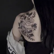 

Waterproof Temporary Tattoo Sticker Flower Whale Design Body Art Fake Tattoo Flash Tattoo Back Female Male