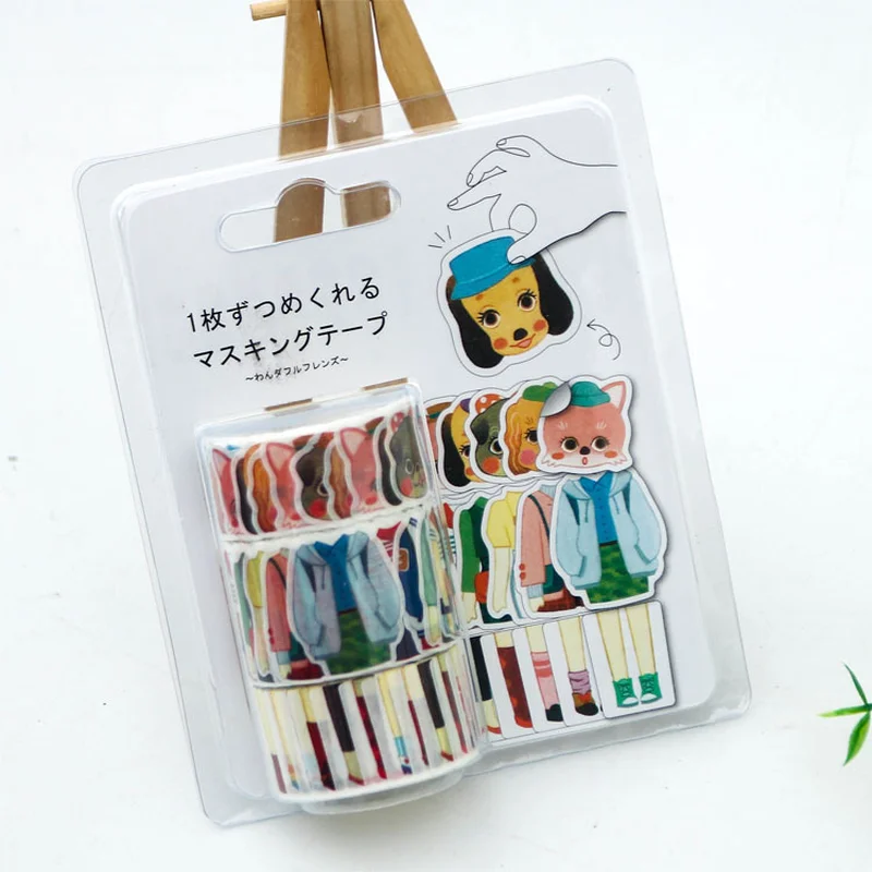 DIY васи лента настольная наклейка одеваются Животные Одежда подходящая Одежда одеваются креативные канцелярские наклейки для скрапбукинга