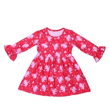 Г., весенняя одежда для маленьких девочек детское платье с длинными рукавами, дизайнерское платье для девочек красное платье с оборкой для Дня Святого Валентина