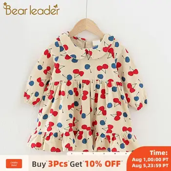 

Bear Leader Girls Casual Princess Dress New Autumn Kids Cherry Print Costumes Party Ruffles Outfits Children Vestidos 1-6 Years