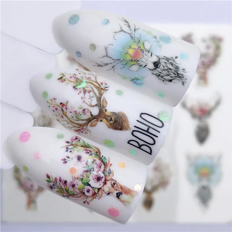 1 Лист Рождественские снежные наклейки для ногтей цветы переводные наклейки для ногтей наклейки новые рождественские маникюрные стильные украшения - Цвет: YZW-3074