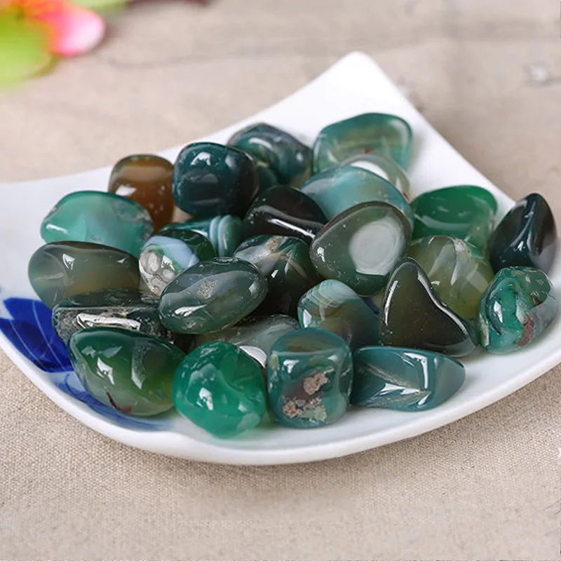 Натуральный красный агат кварцевый камень каменный гравий образец целебный Природный Кварц камни и кристаллы домашний декор - Цвет: Зеленый