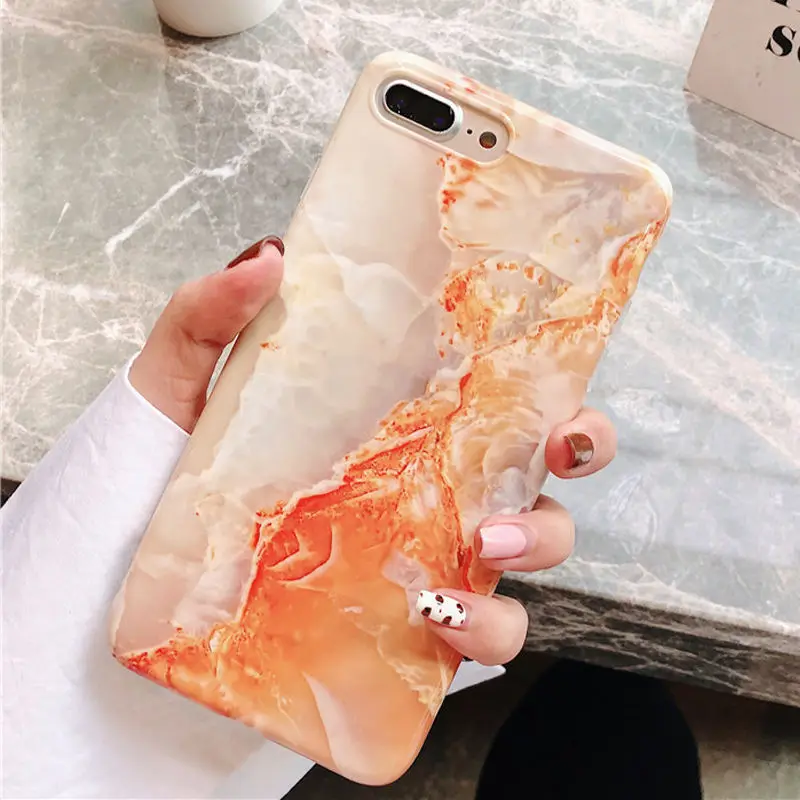 FLYKYLIN подставка для держателя для huawei P20 Lite P30 Pro задняя крышка на iphone 11 Pro Max marble Art IMD силиконовый чехол для телефона - Цвет: Orange 0932 9