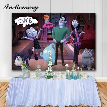 

InMemory Photocall Girl 1st Birthday Party Photographic Backgrounds Halloween Vampire Birthday Backdrop Photo Studio Banner Prop