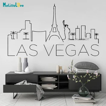 

Decal Wall Sticker Luxurious Office Dorm DecorLas Vegas USA Entertainment Capital World Wall Art City Skyline Decal BB165