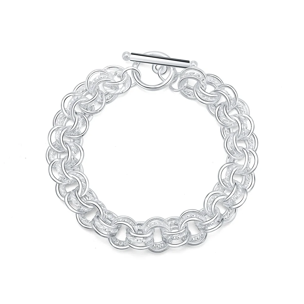 Серебряный браслет, очаровательные браслеты для женщин, высокое качество, Bileklik браслет и браслет, модное ювелирное изделие, подарок - Окраска металла: BR007-SL