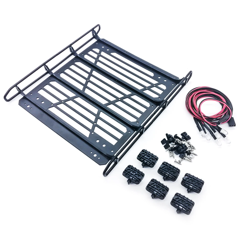 

Roof Luggage Rack LED Spotlight Anti Skid Plate Set for Traxxas TRX6 G63 RC Car Parts Accessories