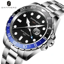 

SAPPHERO Luxury Watch for Men Swiss Quartz Movement 100M Waterproof Stainless Steel Wristwatch Stylish Clock GMT Mens Watches