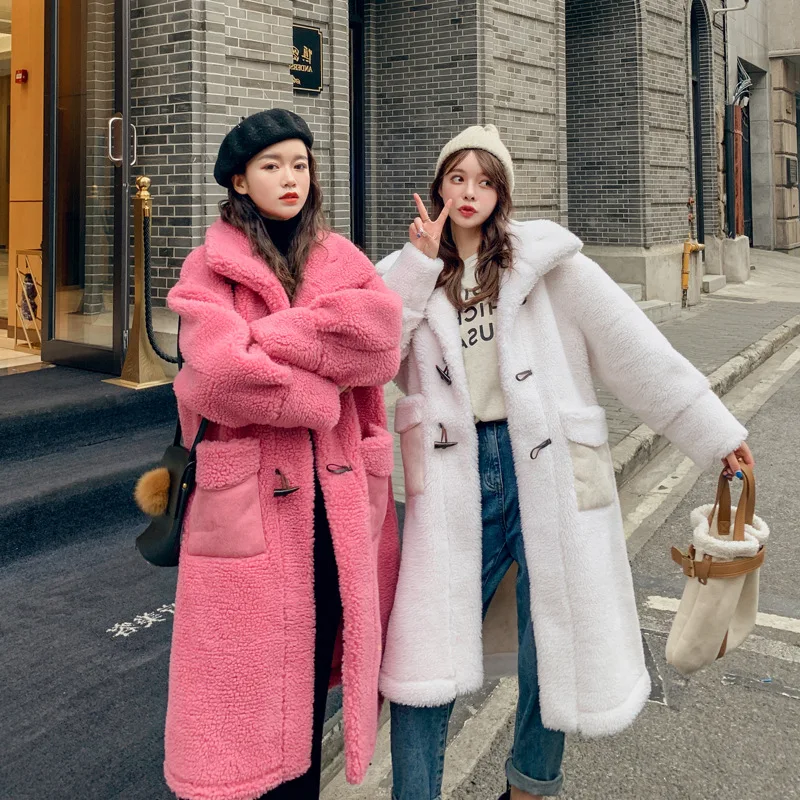 Photo Shoot Lambs Wool Coat Women's Mid-length Toggle Loose-Fit Korean-style Western Style New Style Autumn And Winter Retro Hon