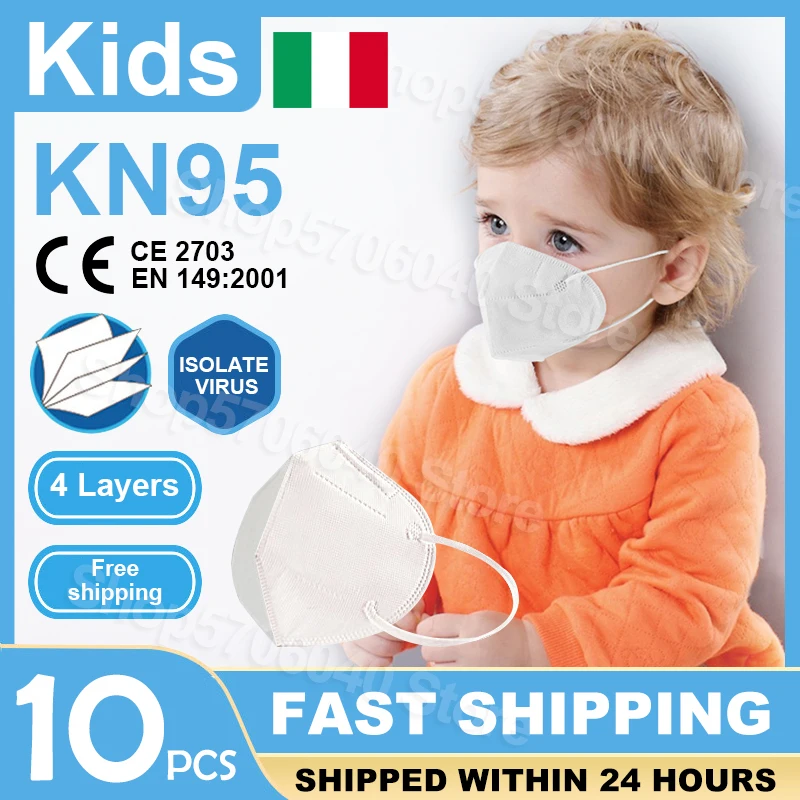 

10PCS KN95 Kids Face Mask 4 Layers Anti Dust Anti Infection Child Mouth Mask Protective Mask For Baby Children Masks