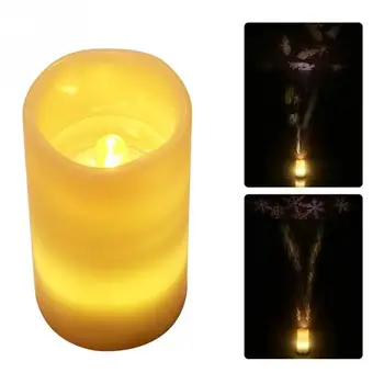 

Snow Projector Party Lamp LED Candle Night Light Wedding Tealight Home Flameless Christmas Decoration With Remote Control