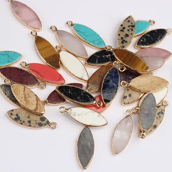 

Natural Stone Charms Pendant Birthstone Charms Natural Horse Eyes Stone Charms 10*34mm 2pcs/lot For DIY Jewelry Accessories