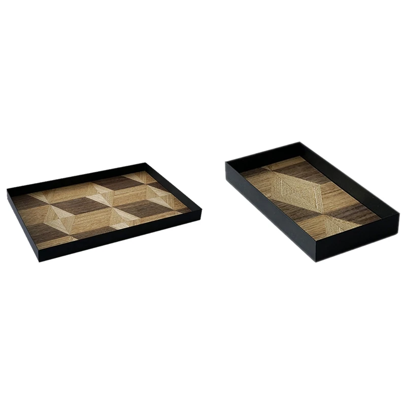 2 Pcs Wood Decoration Tray Nordic Wind Pastry Bread Display Plate Art Dinner Plate-S &amp L | Дом и сад