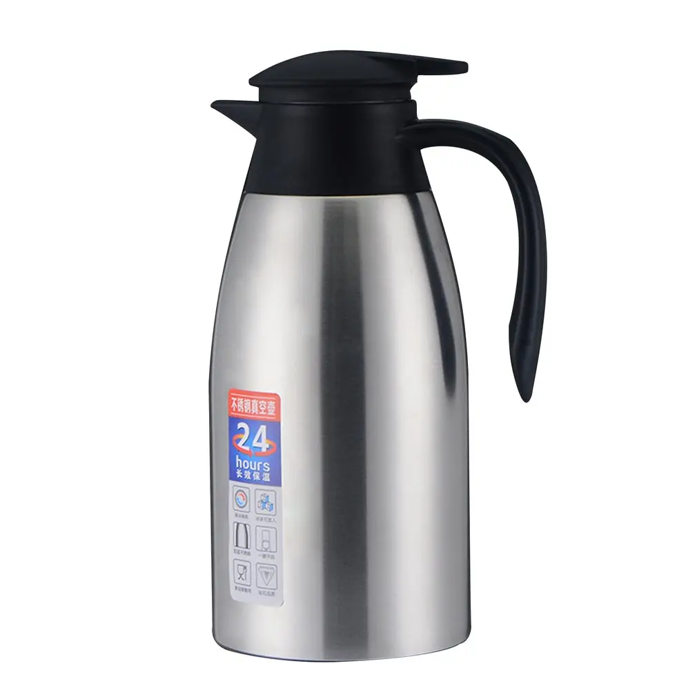 201 Vacuum Silver 2L вакуумная колба из нержавеющей стали кофе горячих напитков контейнерный горшок двойной изоляции термос бутылка с чайником герметизирующая пробка - Цвет: 201 Vacuum Silver