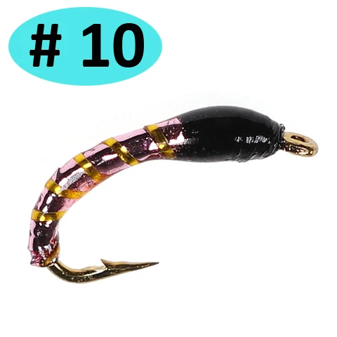 Color 10 ICERIO 8 шт. Midges Buzzer Nymphs мухи форели рыболовные приманки - Цвет: Color 10