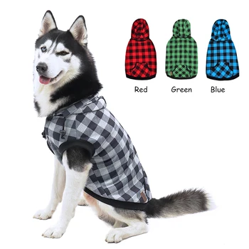 

Pet Dog Clothes Hoodie Classic Grid Leisure Clothing Warm Removable Hat Puppy Shirt 8 Size 4 Colors Fashion Coats for Large Dogs