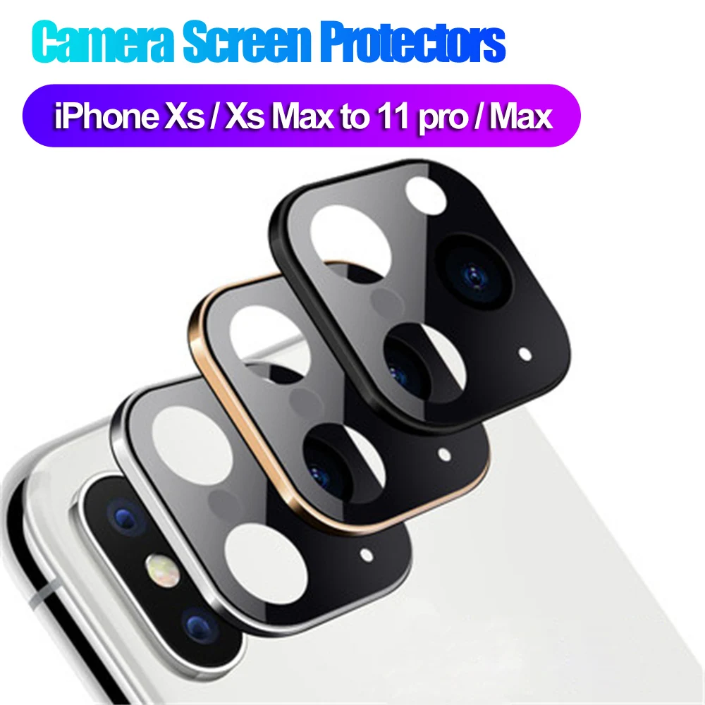 Поддельный объектив камеры Защитная крышка чехол IPhone X XS Max конвертировать в IPhone 11 Pro Max закаленная Защитная стеклянная пленка для экрана