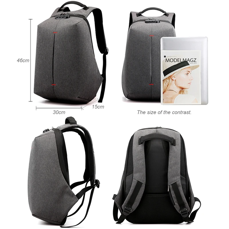 Умный дорожный рюкзак с защитой от кражи мужской usb зарядкой Студенческая сумка