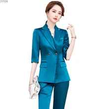 Aliexpress - High Quality Blazer Suit Elegant Ruffle Hem Formal Pant Suit for Office Ladies Women 2 Piece Set White Red Blazer And Trouser
