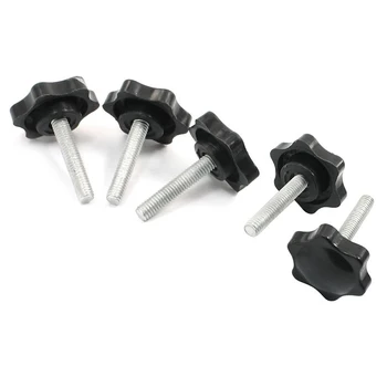 

5 pcs M6 x 30mm Plum shape clamping knob Grip 25 mm head diameter