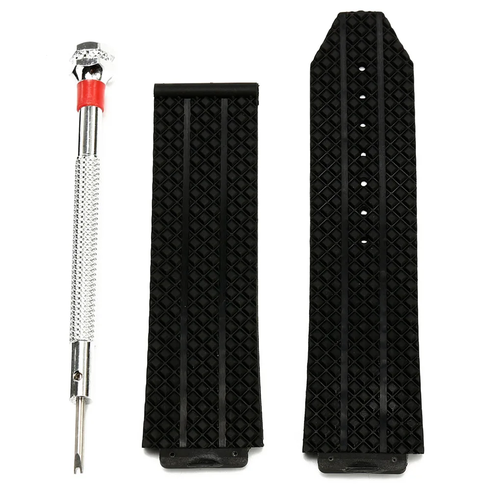 

24mm With Tool Watch Belt Replacement Silicone Rubber Water Resistant Soft For Sports And Divers Watches Watch Strap Adjustable