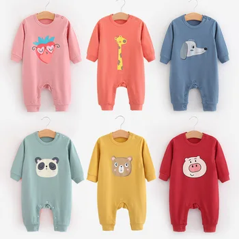 

Autumn 100% Cotton Baby Romper High Quality Baby Clothing Cartoon Baby Girl Rompers Long Sleeve Kawaii Solid Baby Jumpsuit 2020