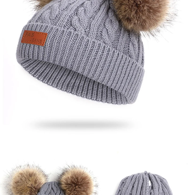 New Winter Hat Boys Girls Knitted Beanies Thick Baby Cute Hair Ball Cap Infant Toddler Warm Cap Boy Girl Pom poms Warm Hat