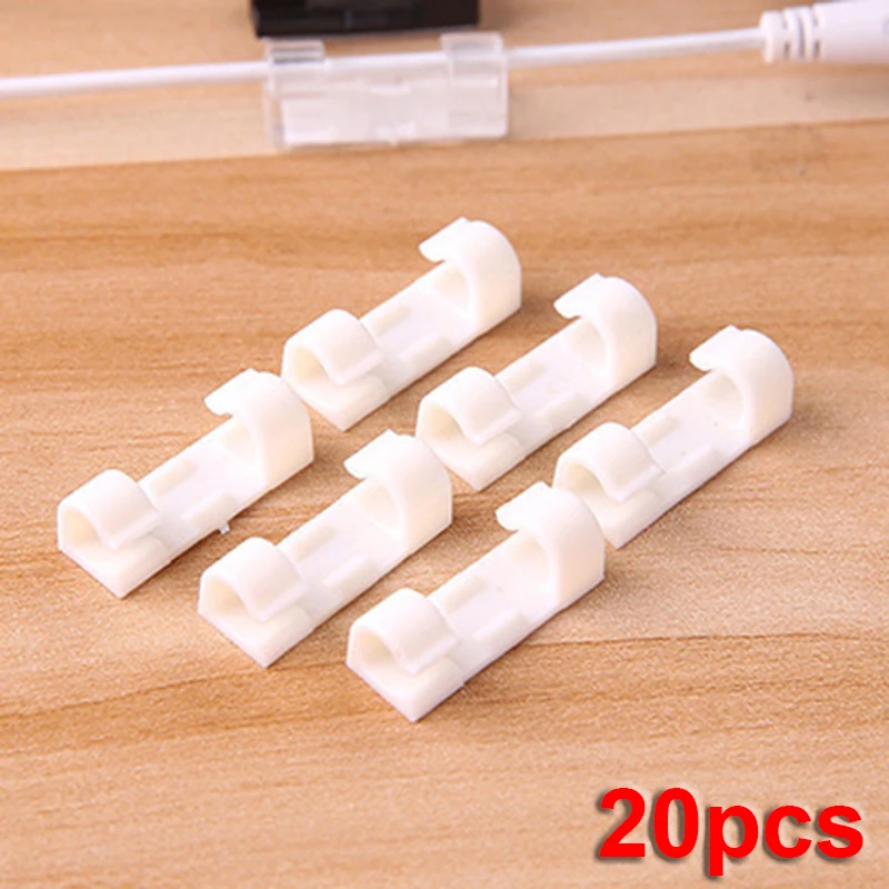 20Pcs Self Stick Wire Organizer Line Cable Clip Buckle Clips Clamp Table Wall Fixer Fastener Holder Data Telephone Line Winder