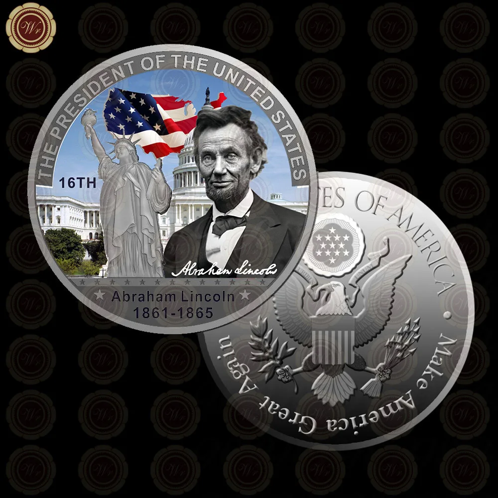 WR Коллекционная Посеребренная американская 2th President John Adams металлическая монета/w чехол креативный вызов монета подарок на день отца 40x3 мм - Цвет: Style 16
