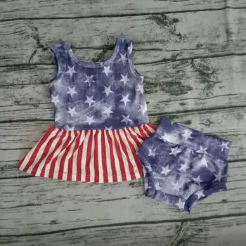 

2020 4th of July Lovely Summer Infant Girls Clothing Sets Tank Tops and Pants Milk silk Boutique kids Clothes Outfits