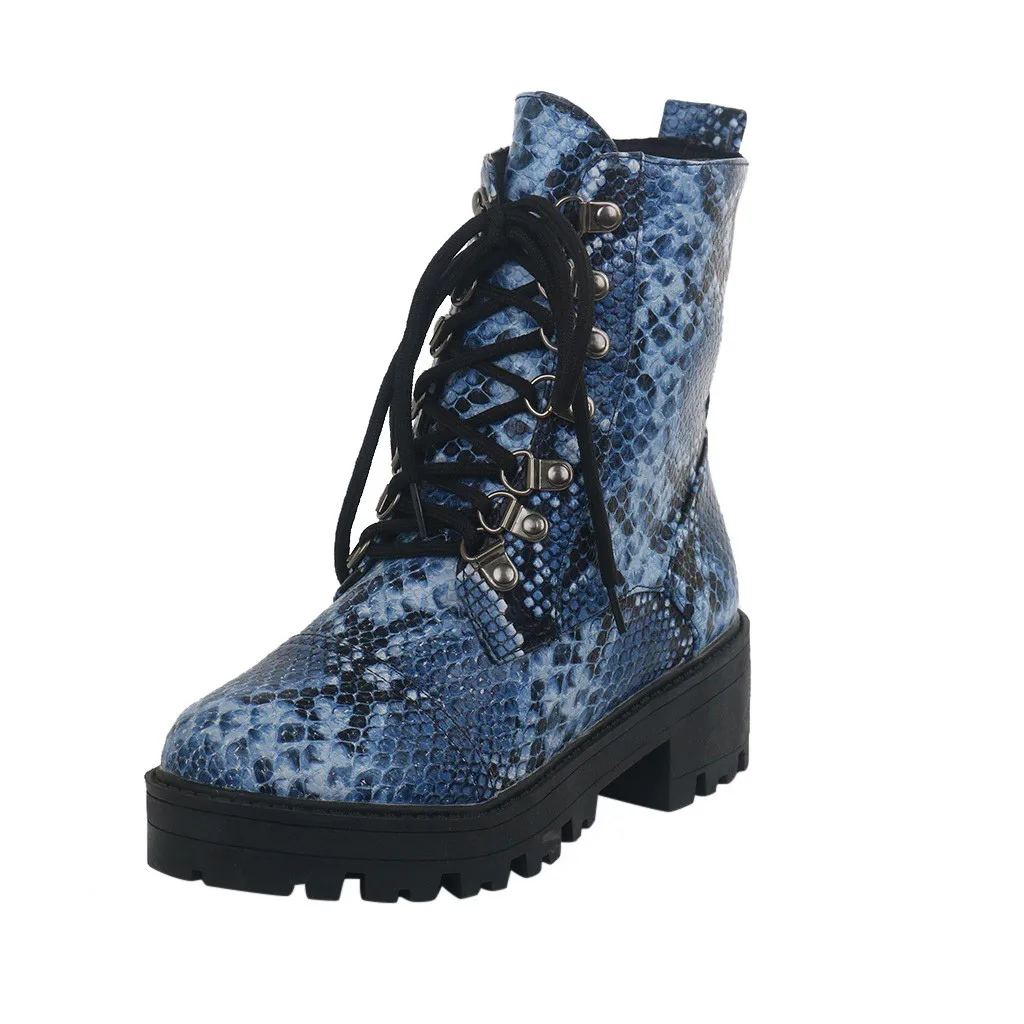 

SAGACE Women Winter Multicolor Snake Grain Platform Punk Cool Retro Motorcycle Boots Animal Prints Casual travel Boots August 29